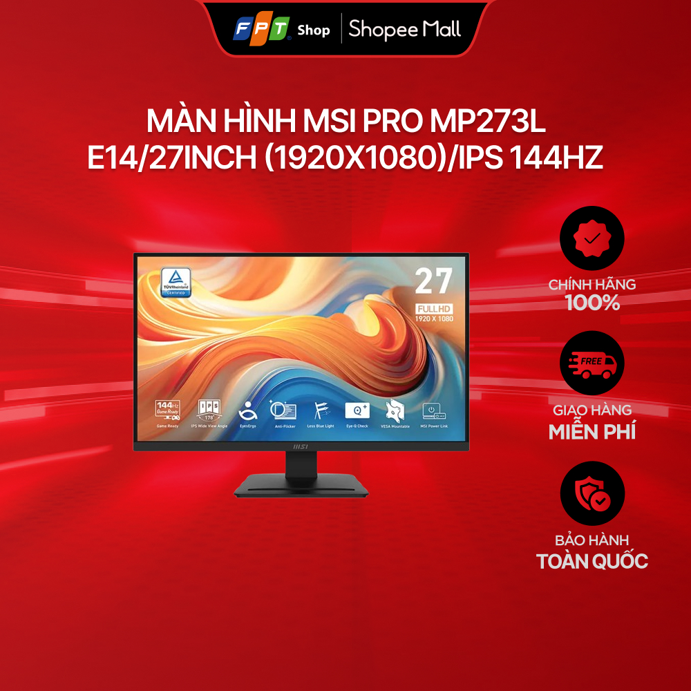 [Chỉ GH tận nơi] Màn hình MSI Pro MP273L E14/27inch (1920x1080)/IPS 144Hz
