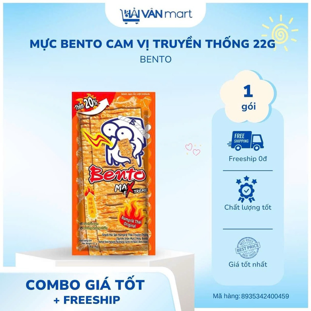 ( Combo 2 gói) Mực Bento cam bị truyền thống 22g