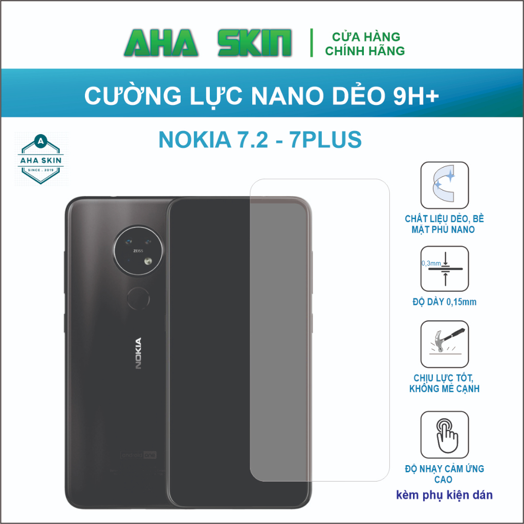 Dán cường lực Nokia 7.2/7Plus, Cường lực dẻo 9h+