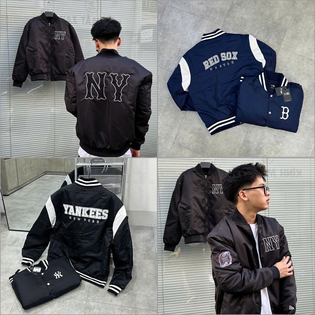 [Bao Check Chính Hãng 💯] Áo Khoác Bomber Jacket NEW ERA x MLB KOREA NEYYAN LOGO BLACK 14112334 - JAC