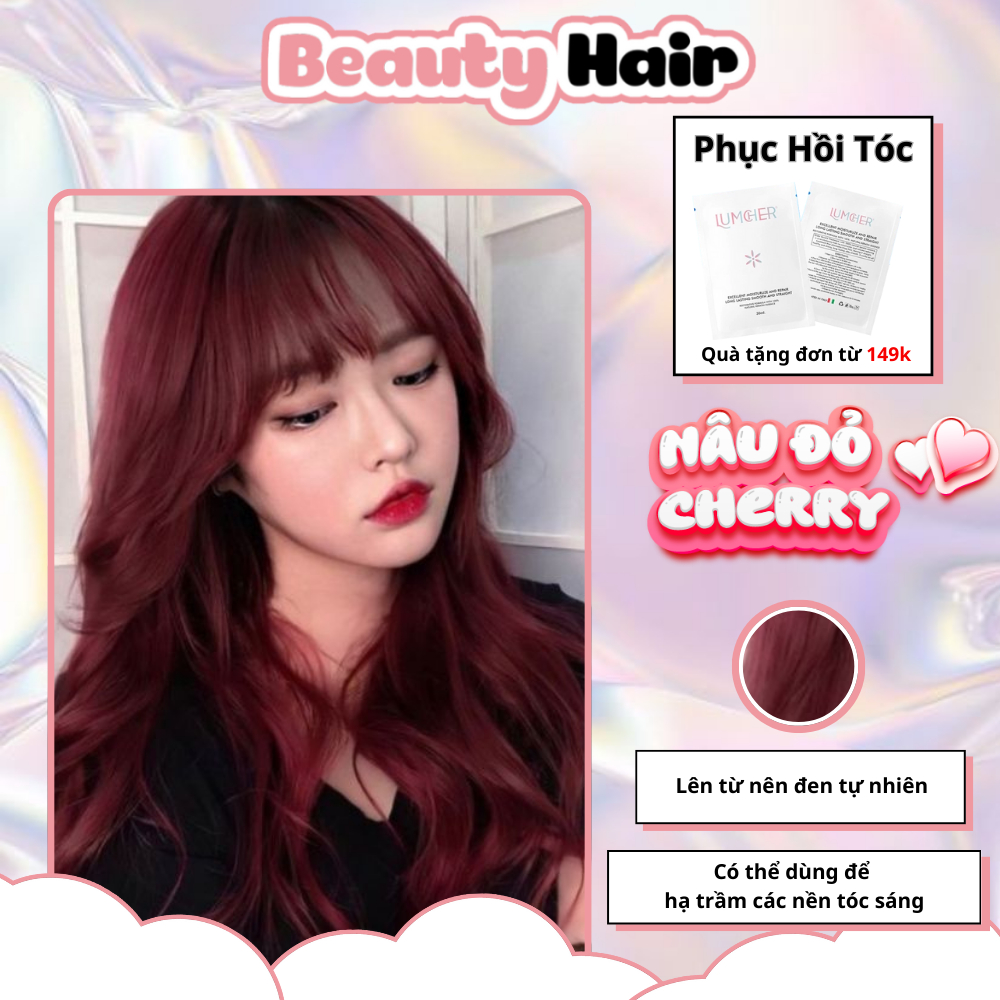 Nhuộm tóc Nâu Đỏ Cherry không gây khô sơ tóc sau nhuộm,thuốc nhuộm tóc Nâu Đỏ Cherry lên màu chuẩn t