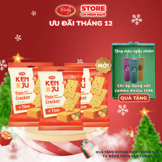   TẶNG LY KENJU  Combo 3 Túi Bánh Kenju Rau Củ vị Tôm 192g Bánh Quy vị Tôm thật - Bánh kẹo Richy 