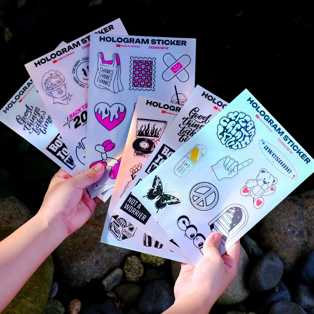 Hologram Sticker Sheet A5 - Hình dán 7 màu chống thấm nước - Sticker Factory