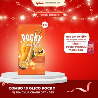  Combo 10 hộp Bánh que Pocky trái cây nghiền vị sữa chua Chanh dây - Xoài 38g 