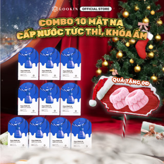  QT-Băng đô cổ tay  Combo 10 Mặt Nạ Cấp Nước Tức Thì Khóa Ẩm Cho Da Khô Ráp Gookin Aqua Multi Ha Ampoule Mask 30ml x 10 