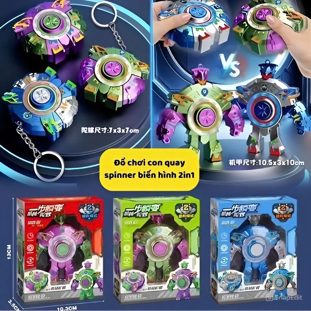 Đồ Chơi Con Quay Biến Hình Robot Fidget Spinner 2in1 - Đồ Chơi Thông Minh, Giảm Căng Thẳng Cho Bé
