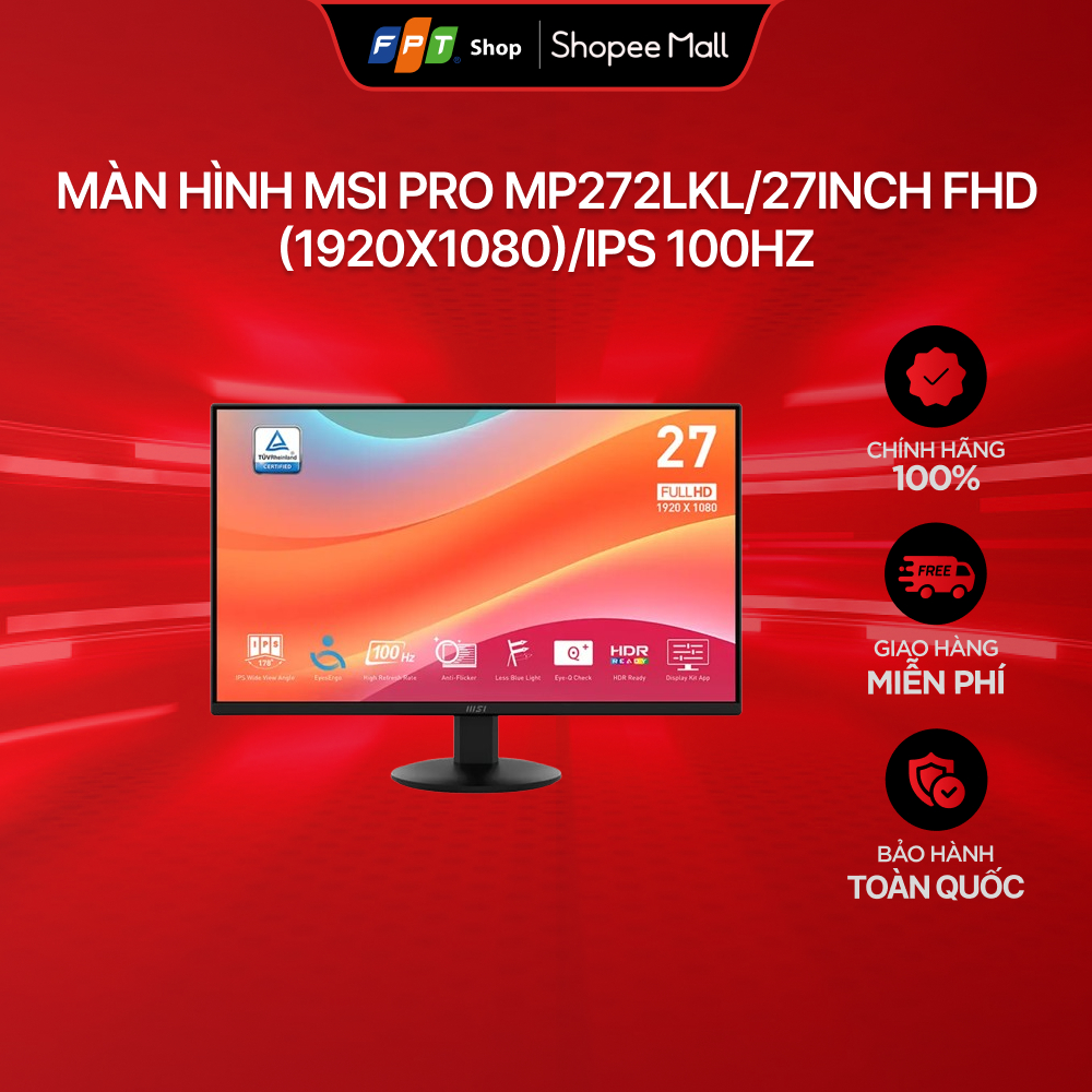 [Chỉ GH tận nơi] Màn hình MSI Pro MP272LKL/27inch FHD (1920x1080)/IPS 100Hz | BigBuy360 - bigbuy360.vn