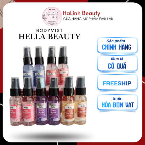 [Chai 30ml] Body mist Hella Beauty / xịt thơm hương nước hoa chai chính hãng