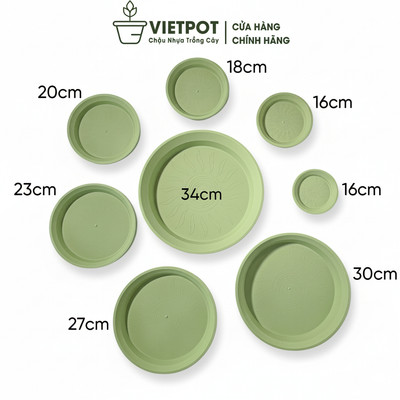 Đĩa nhựa mỏng nhẹ lót chậu cây VIETPOT, xanh mint, cây cảnh, kiểng lá, trang trí nhà vườn, ban công