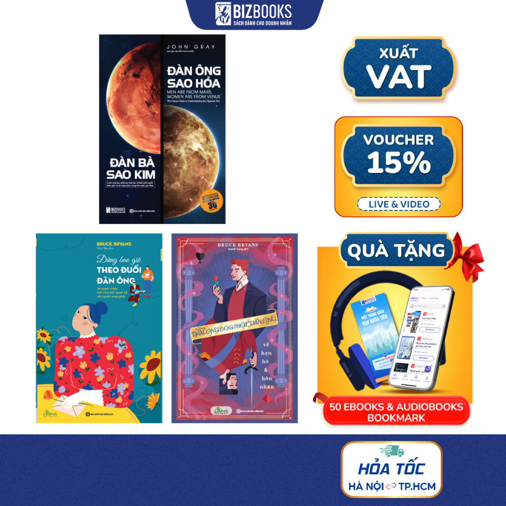 Combo Sách 3 Cuốn Thấu Hiểu Tâm Lý Đàn Ông: Đàn Ông Sao Hỏa, Đàn Ông Bóc Phốt Đàn Ông, Đừng Bao Giờ 