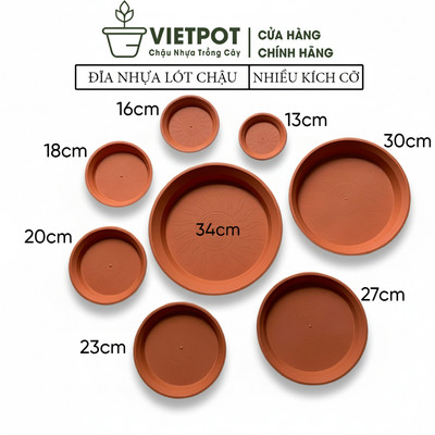 [Mã INBAU154 giảm 15K đơn 99K] Đĩa nhựa mỏng nhẹ lót chậu cây VIETPOT, màu cam, lót chậu trồng cây