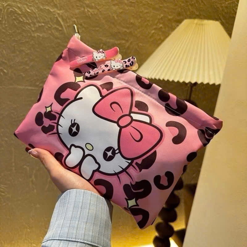 TÚI ĐỰNG ĐỒ MAKEUP KITTY BEO HỒNG - THIẾT KẾ DỄ THƯƠNG, ĐỰNG ĐỒ MAKEUP TIỆN LỢI