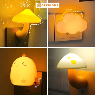  Đèn Ngủ Mini Cảm Ứng Ánh Sáng Và Đèn Có Công Tắc Bật Tắt Bóng Ngủ LED Tiết Kiệm Điện Decor Phòng 