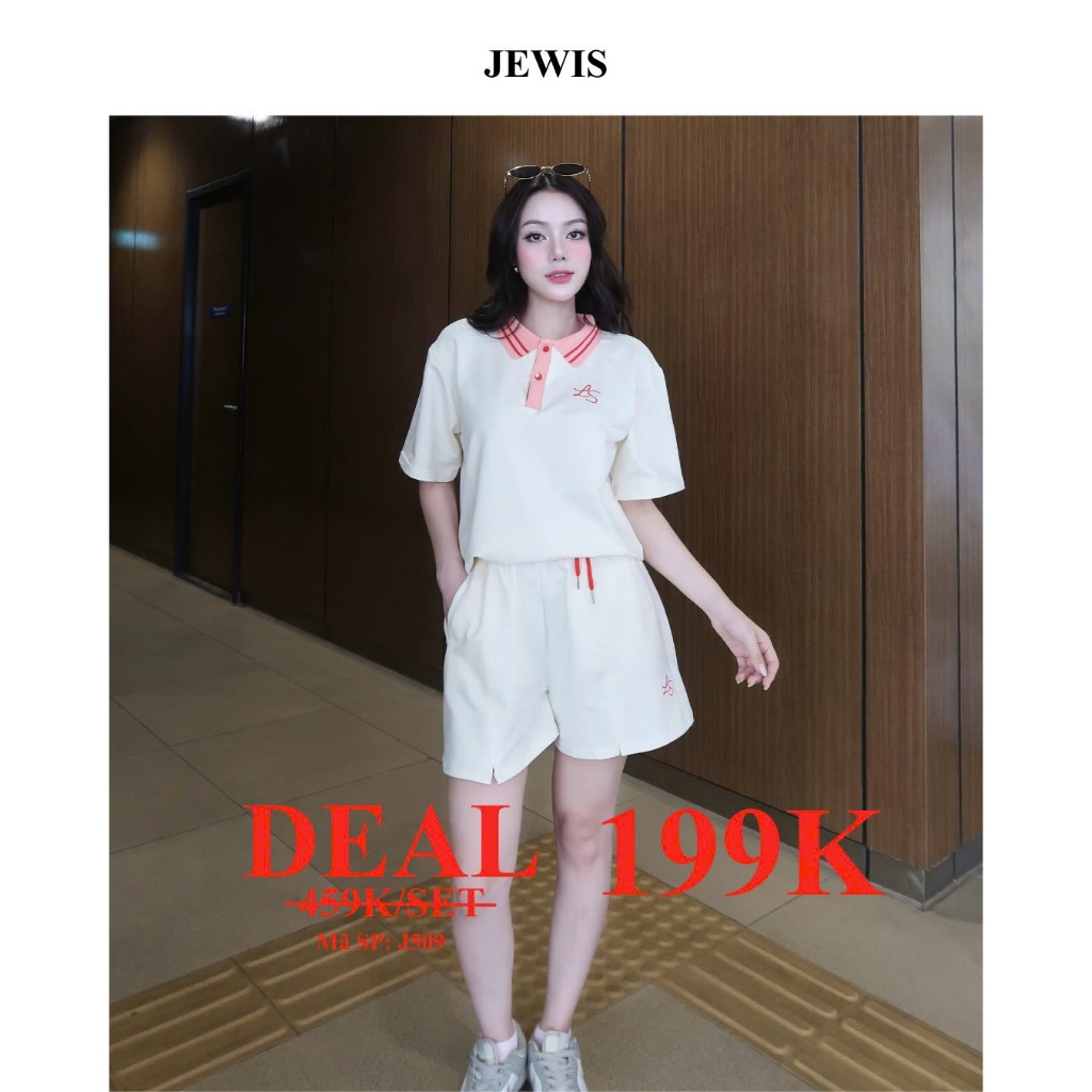 [SALE SHOCK] Set Thể Thao Cộc Polo Jewis Kem Hồng Trẻ Trung Năng Động - J509