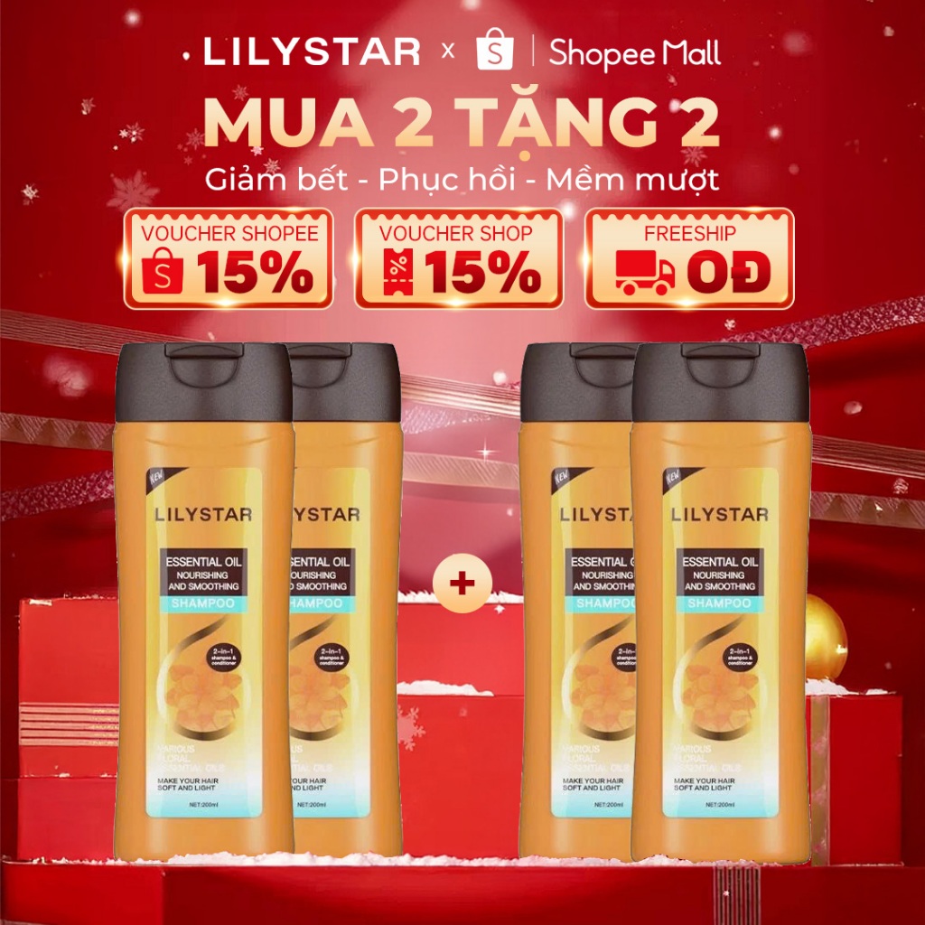 [MUA 2 TẶNG 2] Dầu Gội Xả 2IN1 LILYSTAR Phục Hồi Tóc Chuyên Sâu Chứa Tinh Dầu Nuôi Dưỡng Ẩm Giúp Tóc Mềm Mượt Chai 200ml