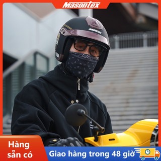  Mũ bảo hiểm Masontex 811 3 4 kính ẩn chống tia UV phong cách cổ điển có đèn sau an toàn 
