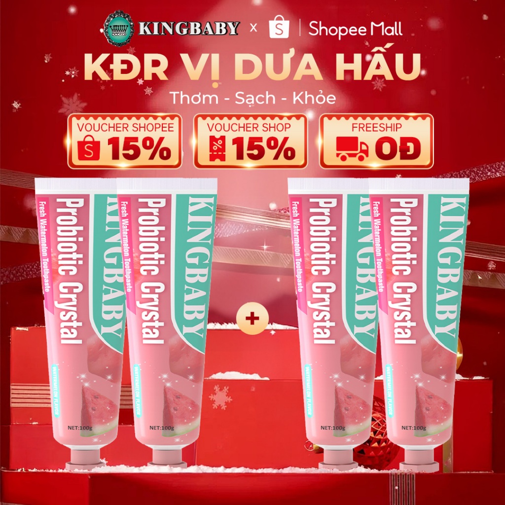[MUA 2 TẶNG 2] Kem Đánh Răng KINGBABY Vị Dưa Hấu Giúp Trắng Răng, Cải Thiện Hơi Thở, Bổ Sung Lợi Khuẩn Khoang Miệng 100G