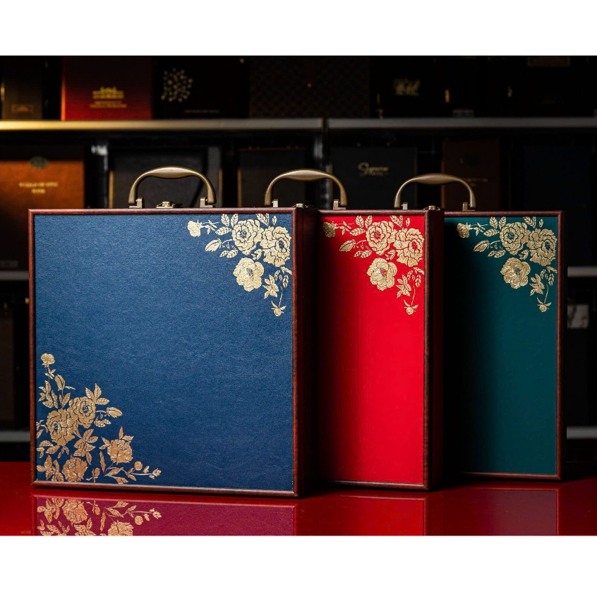 Hộp Gỗ Đựng Quà Tết 2026 Sơn Mài Epvina Box Hoa Vàng Chạm Khắc Tinh Tế