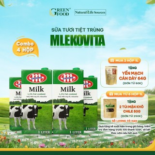  Combo 4 Hộp Sữa Tươi Tiệt Trùng Mlekovita Ít Béo 1L - 1.5% Béo Hỗ Trợ Giảm Cân Ăn Kiêng từ Ba Lan 