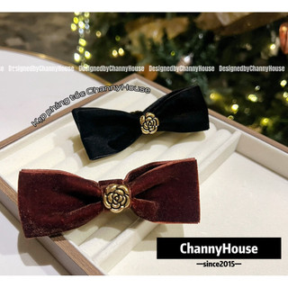  Kẹp dọc phồng tóc thiết kế nơ nhung tiểu thư mix hoa trà KP  ChannyHouse  