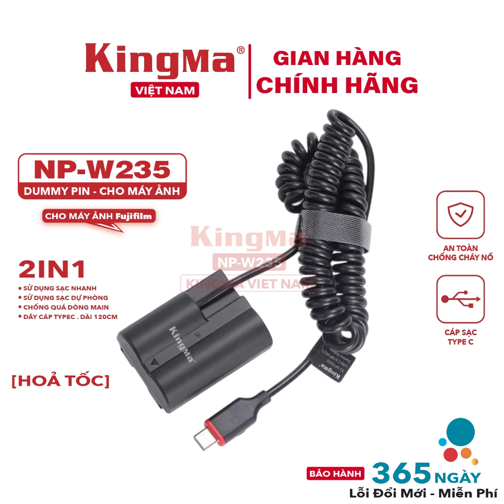 [ Hoả Tốc ] Dummy Pin NP-W235 Chính Hãng KINGMA. For FUJI NP-W235 ( Bảo Hành 12 Tháng)