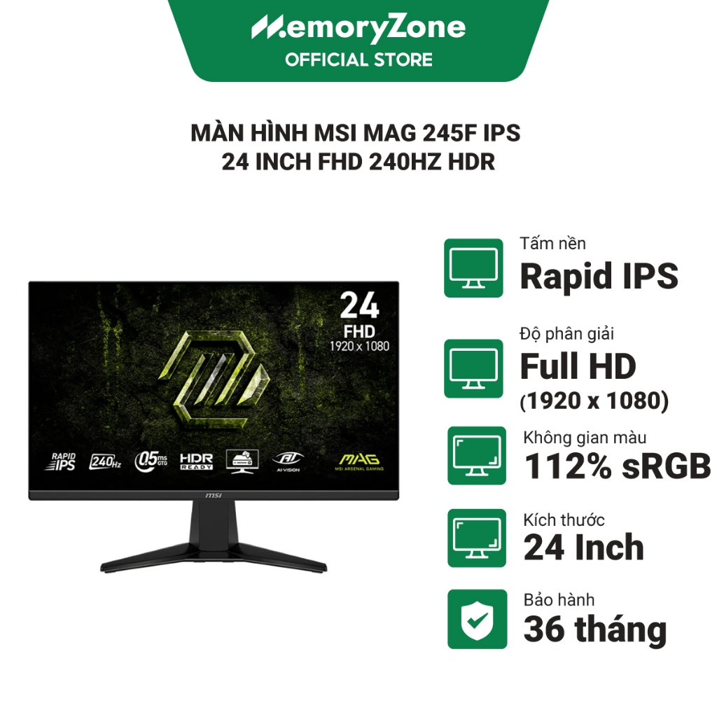 Màn hình MSI MAG 245F X24 IPS 24 inch FHD 240Hz HDR - Bảo hành 36 tháng