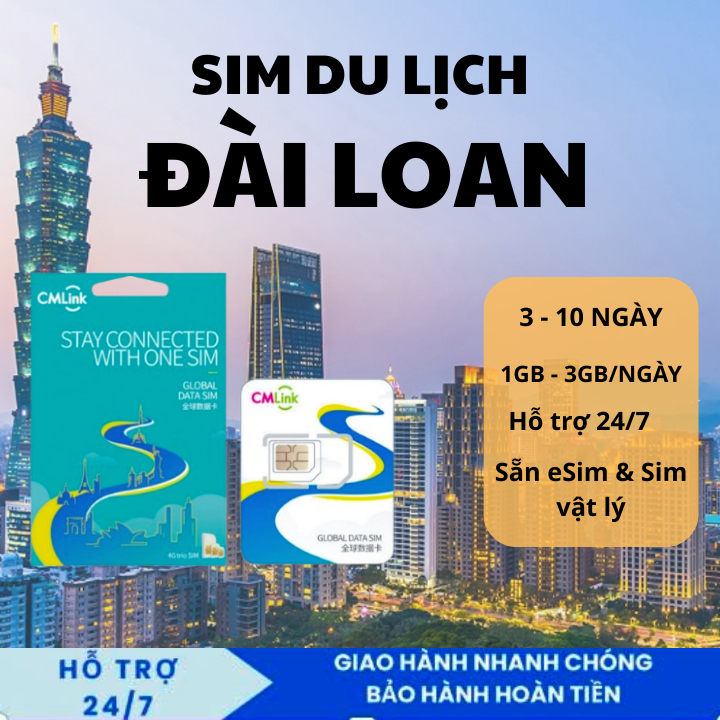 eSIM Taiwan / ĐÀI LOAN Chunghwa 4G/5G – Data Mạnh, Hạn Sử Dụng Lâu – Hỗ Trợ Cài Đặt 24/7
