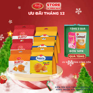  Combo 6 bánh ăn sáng 3 Bánh Karo chà bông mix 3 Bánh mì hoa cúc ngàn lớp Fes'ta Bánh Kẹo Ric 