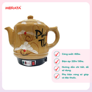 Ấm sắc thuốc tự động Phước Thọ APT02 2.8l gốm Bát Tràng an toàn sức khoẻ [Bảo hành 12 tháng]