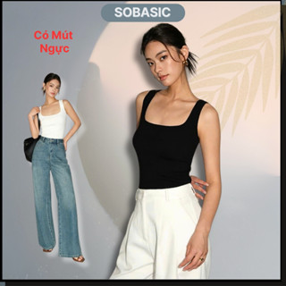  Áo thun 3 lỗ nữ Sobasic cá tính kiểu sát nách cổ vuông có mút ngực ôm body tôn dáng 