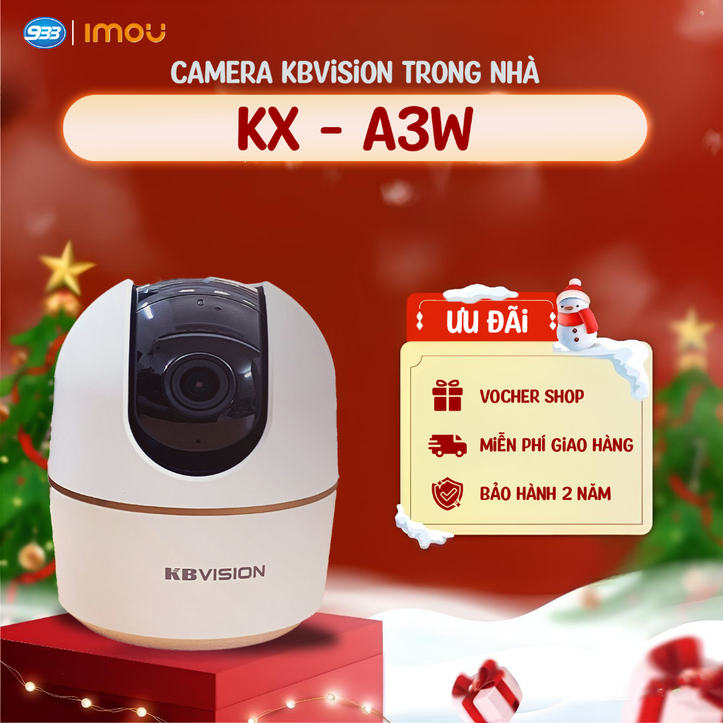 Camera KBVISION KX-A3W 3MP 2K Không Dây chuẩn WIFI 6, xoay 360 độ, kết nối Bluetooth