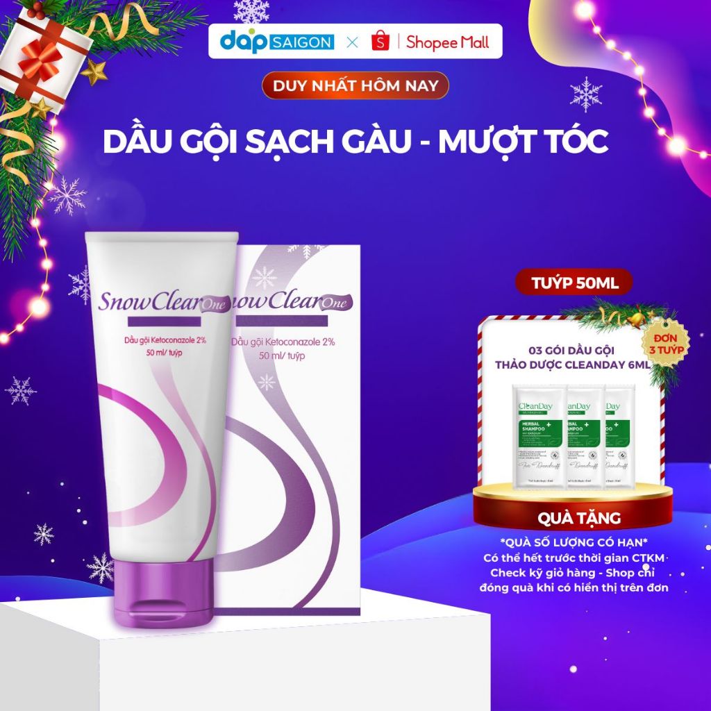  Dầu gội sạch gàu Snow Clear One tuýp 50ml hết ngứa dưỡng chất dầu dừa mềm tóc 