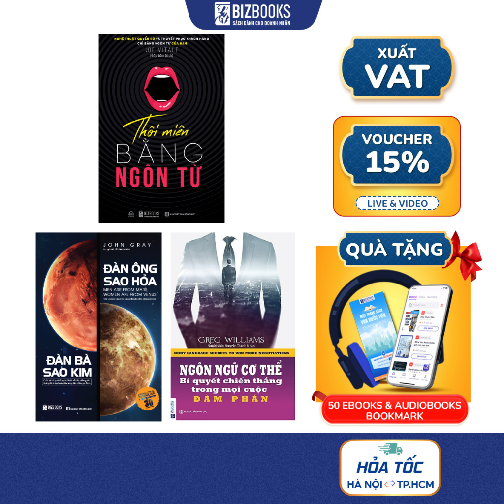 Combo Sách - Giao Tiếp Khéo Léo 3 Cuốn: Đàn Ông Sao Hỏa Đàn Bà Sao Kim, Thôi Miên Bằng Ngôn Từ, Ngôn