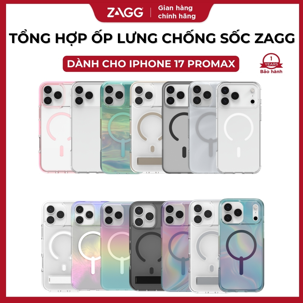[iPhone 17 Pro Max] Ốp lưng chống sốc ZAGG bằng Graphene bền chắc, hỗ trợ sạc MagSafe, hạn chế ó vàng, bảo hành 1 năm