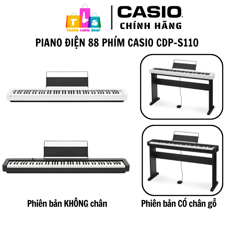 Casio CDP-S110 – Piano Điện 88 Phím Nặng Scaled Hammer Action – Âm Piano Cải Tiến – Màu Trắng/Đen