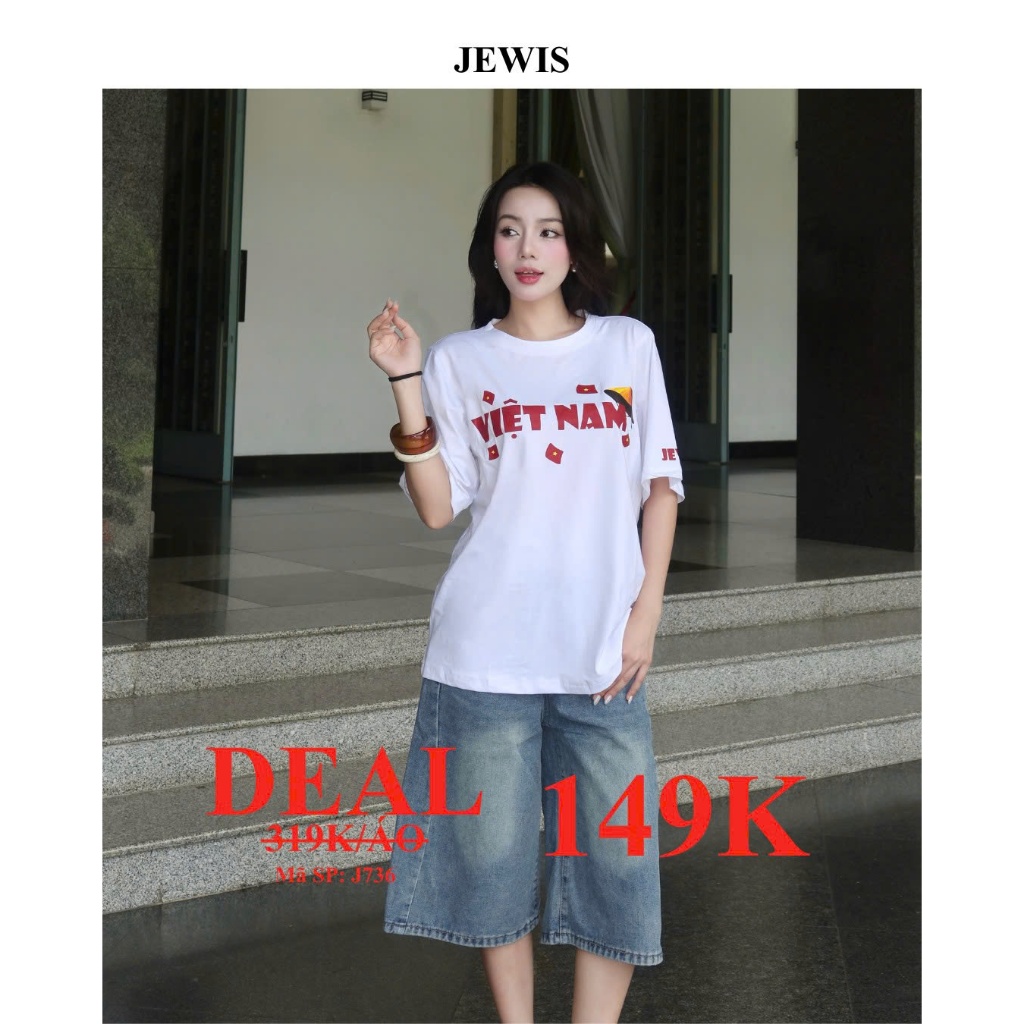 Áo Thun VIỆT NAM Jewis Màu Trắng Phong Cách Tối Giản Trẻ Trung Cá Tính - J736
