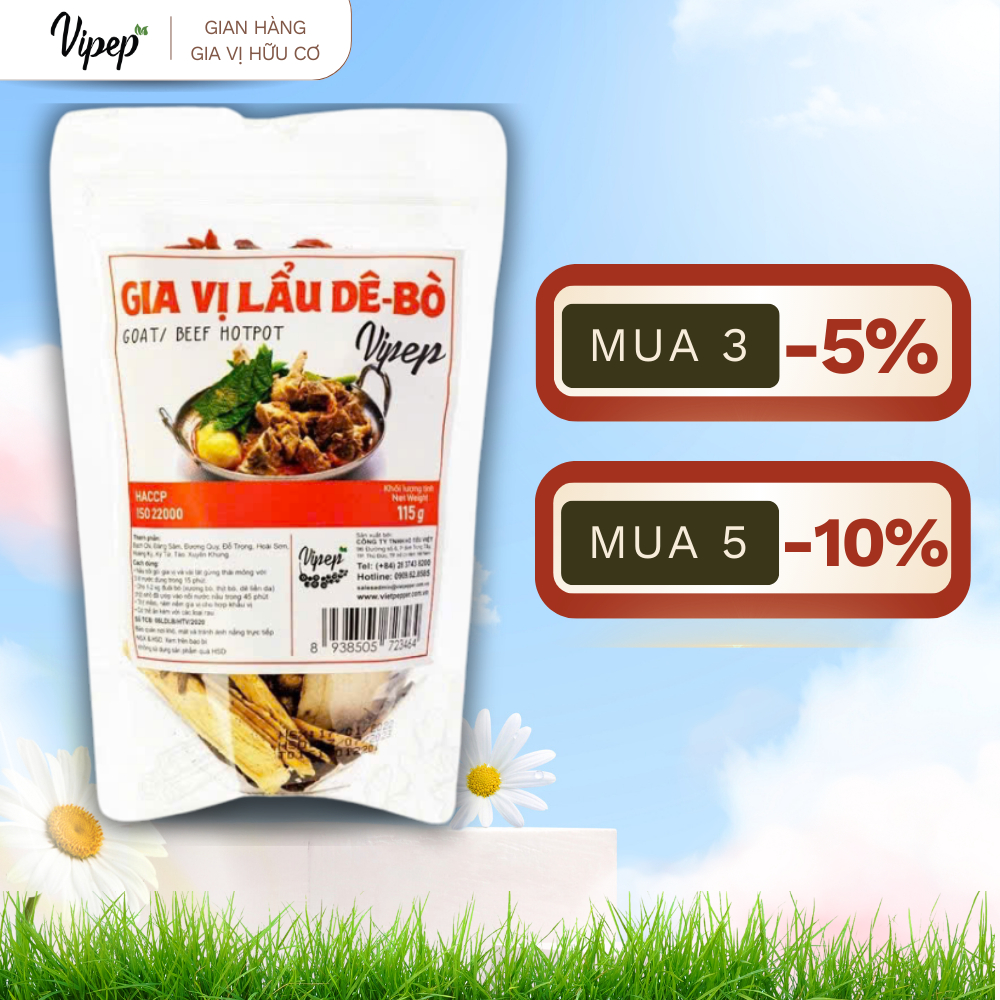 Set gia vị nấu lẩu dê bò hoàn chỉnh 115g gói nấu lẩu, hầm canh dưỡng sinh, tiềm dê, bò, gà - Gia vị 