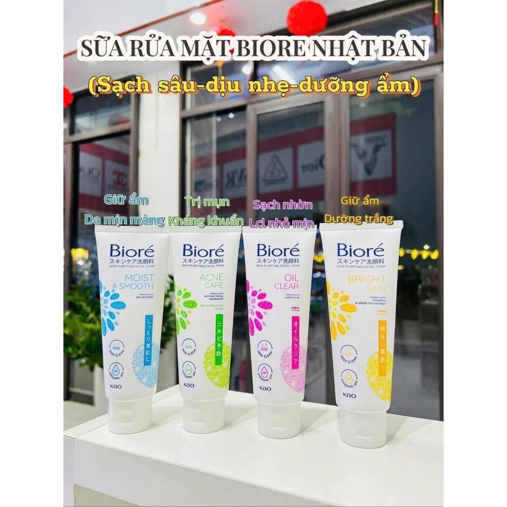 Sữa rửa mặt thanh lọc dưỡng da BIORÉ - Ngừa mụn, sáng da