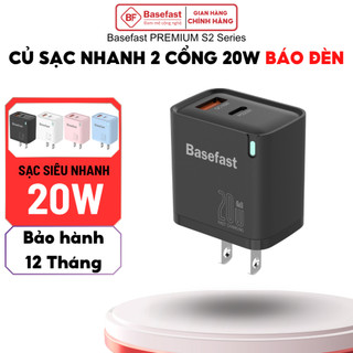 Củ sạc nhanh 20W 2 cổng Basefast Cốc sạc có chống quá tải nhiệt dùng cho ss xiaomi oppo ...