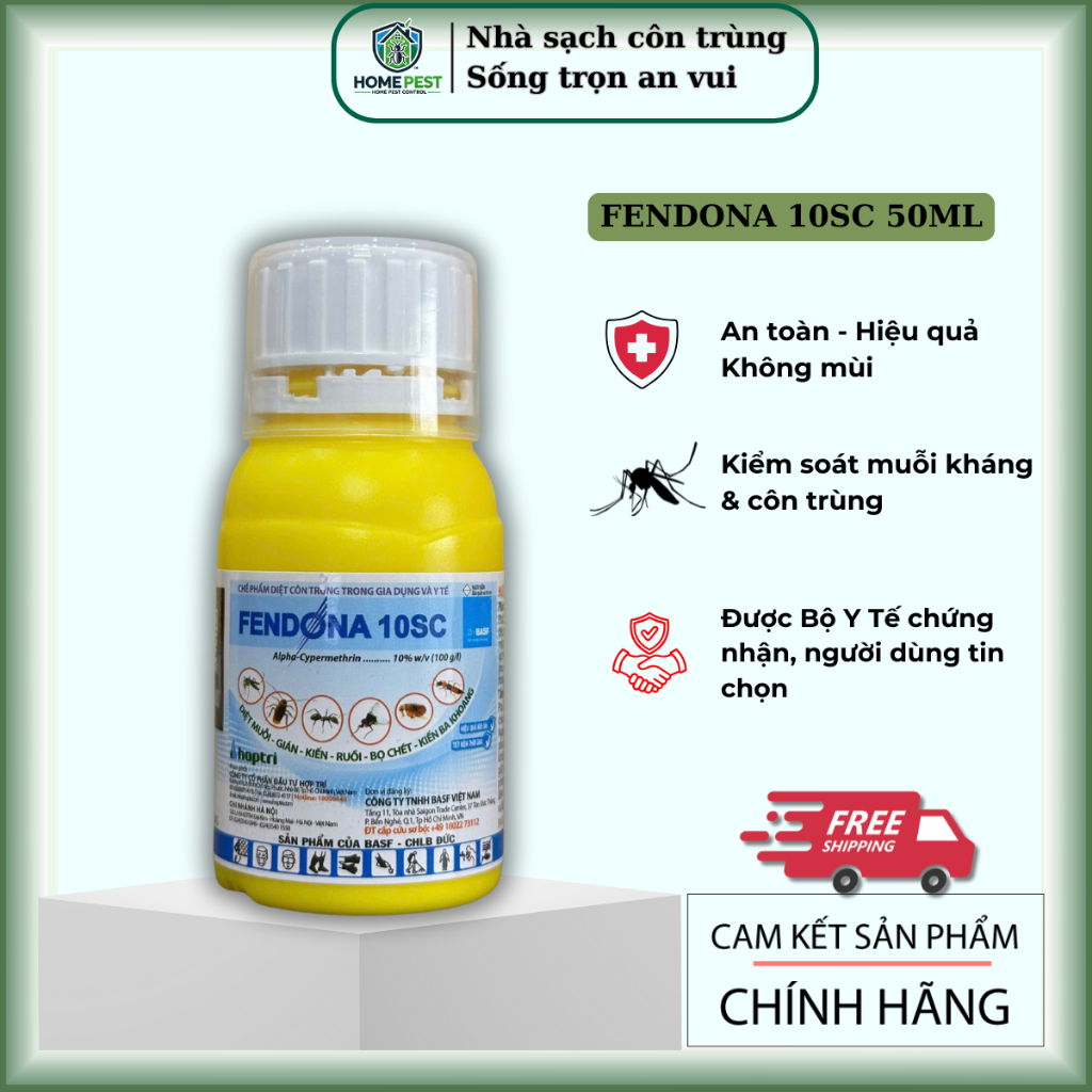 Fendona 10sc- lọ 50ml, xử lí côn trùng Fendona sản phẩm của Basf, Đức sạch muõi, kiến, gián, bọ chét