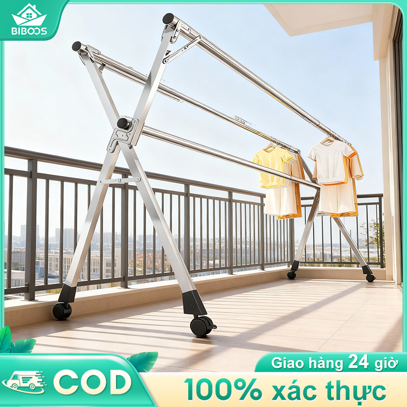 BIBOOS Giàn Phơi Quần Áo Có Bánh Xe