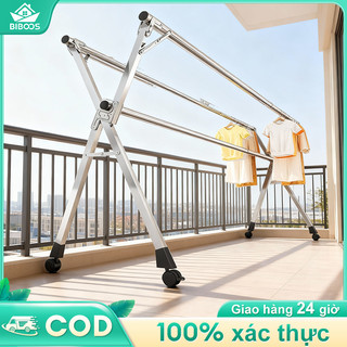  BIBOOS Giàn Phơi Quần Áo Có Bánh Xe Cây Phơi Đồ Gấp Gọn Đơn Giản Cây Treo Quần Áo Chiều Dài Có Thể Điều Chỉnh Thông Minh 