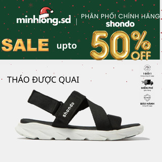  Giày sandal SHONDO F6 sport quai đen đế trắng F6S003 