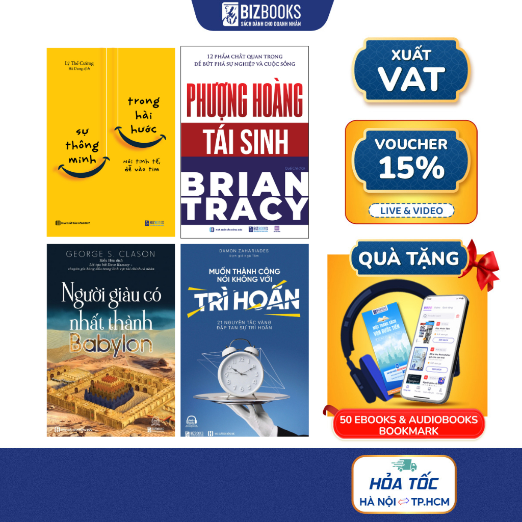 Bộ 4 Cuốn Sách Giúp Bạn Đổi Đời: Phượng Hoàng Tái Sinh, Sự Thông Minh, Người Giàu Nhất Babylon, Muốn