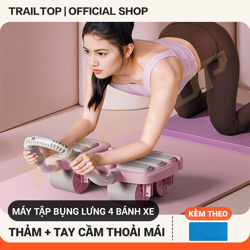 【COD】Trailtop Con Lăn Tập Bụng Máy Tập Bụng Có TrỢ Lực Tự Kéo Về Tặng Kèm Đồng 4 Bánh Yoga Thể Dục
