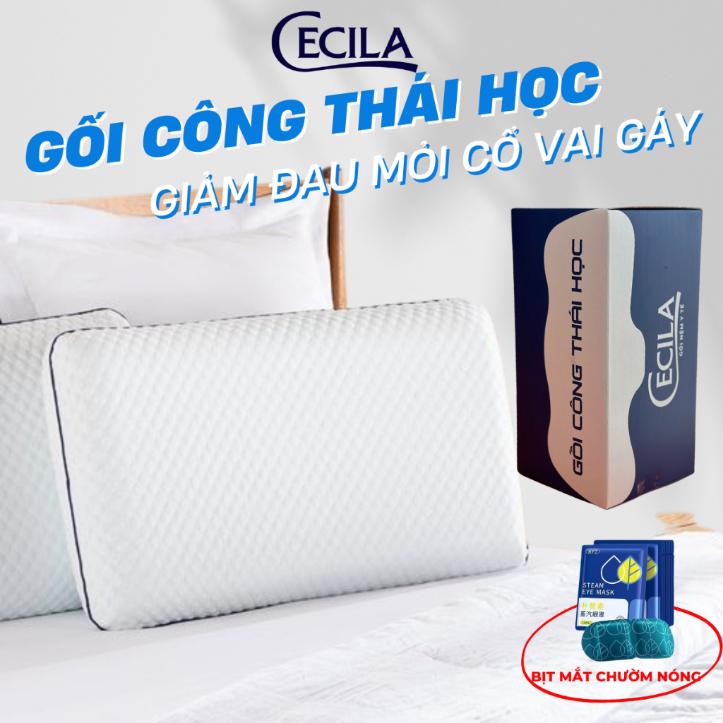 Gối công thái học Cecila thiết kế công thái học chống đau cổ vai gáy, chống ngáy, hỗ trợ ngủ nhanh