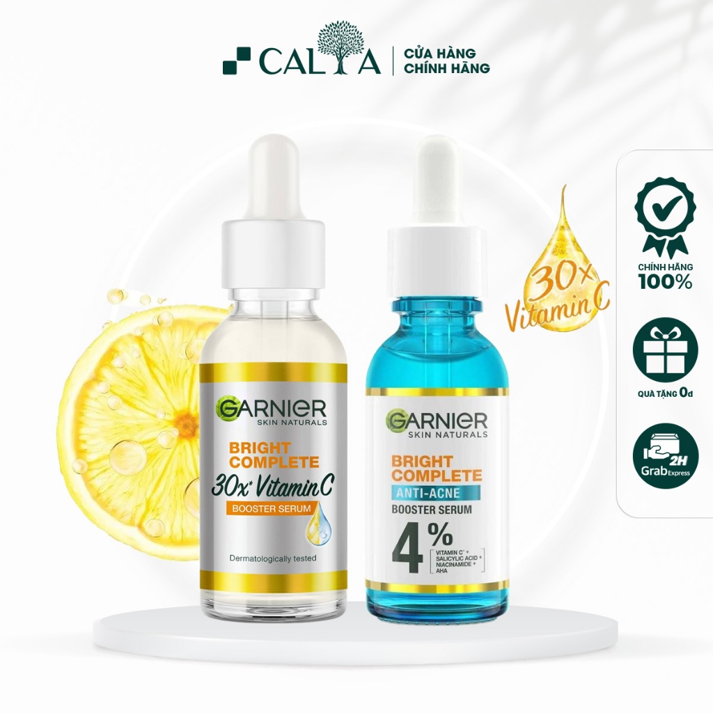 Tinh Chất Serum Garnier Ngừa Mụn, Mờ Thâm - Garnier Bright Complete Anti-Acnes Booster Serum 4%