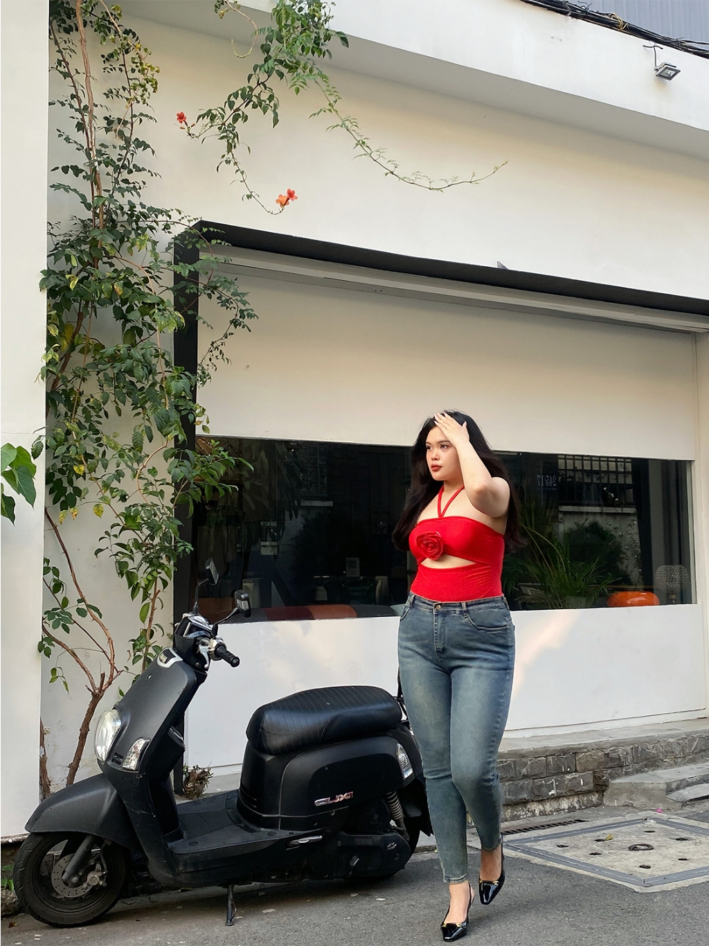 Quần Skinny Jeans Nữ Bigsize 58-90kg Đen Trơn