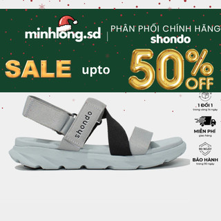  Giày Sandals Nam Nữ Shondo F6 Đế Xám Phối Quai Đen F6S2011 