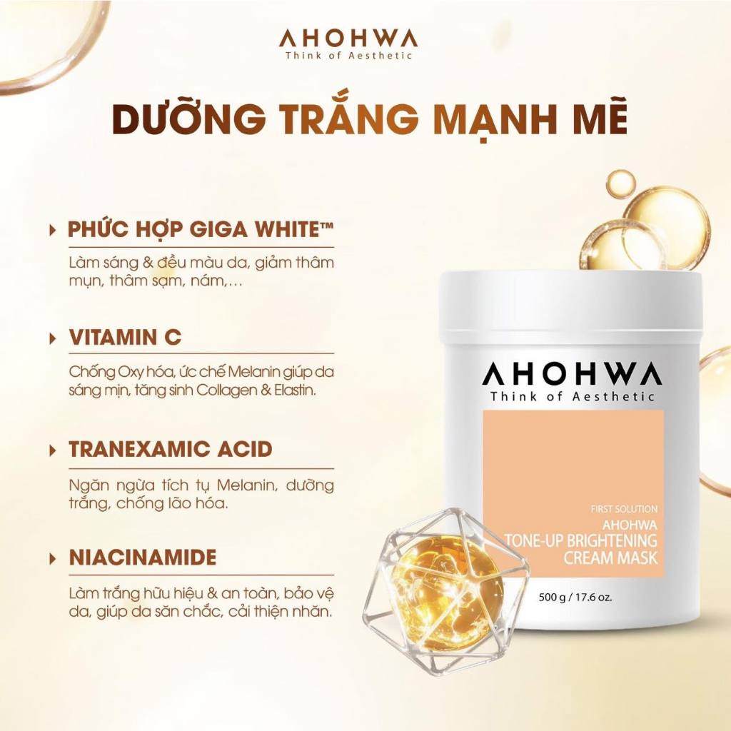 Mặt Nạ Ủ Trắng Dạng Kem AHOHWA Tone-Up Brightening Cream Mask